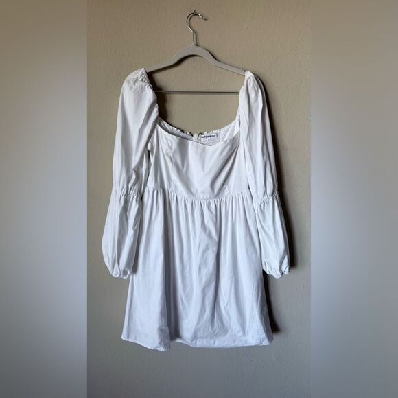 Reformation Michaela Mini White Puff Sleeve Dress Size 10 - Picture 7 of 10